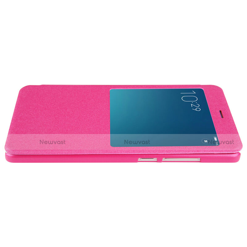 Leather Case Stands Flip Cover for Xiaomi Redmi Note 4 Hot Pink