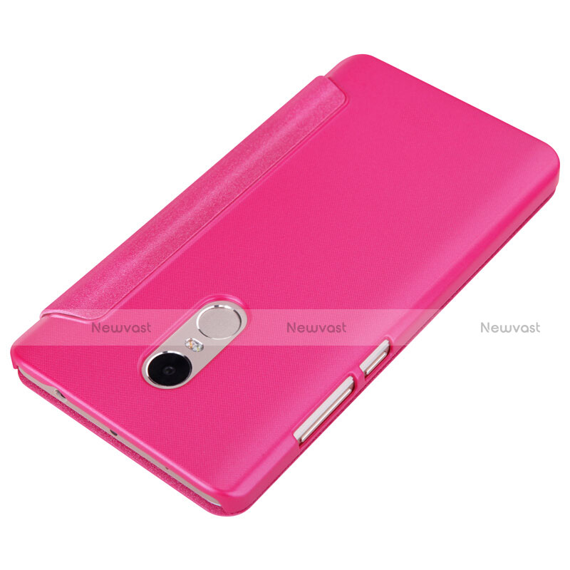 Leather Case Stands Flip Cover for Xiaomi Redmi Note 4 Hot Pink