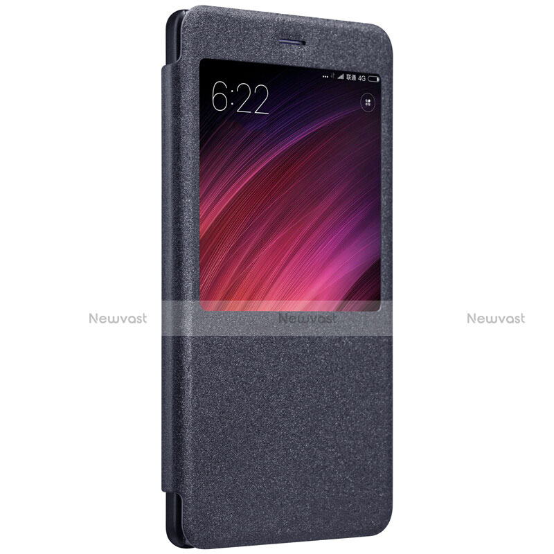 Leather Case Stands Flip Cover for Xiaomi Redmi Note 4 Standard Edition Black