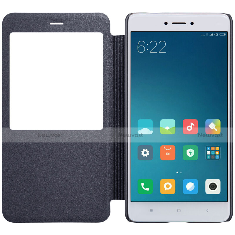 Leather Case Stands Flip Cover for Xiaomi Redmi Note 4 Standard Edition Black