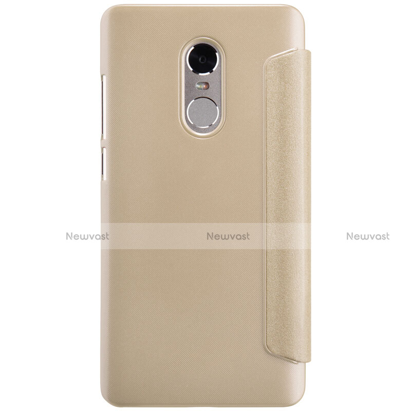 Leather Case Stands Flip Cover for Xiaomi Redmi Note 4 Standard Edition Gold