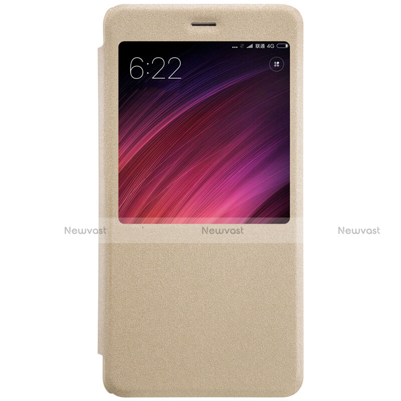 Leather Case Stands Flip Cover for Xiaomi Redmi Note 4 Standard Edition Gold