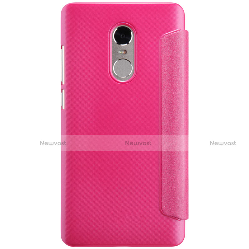 Leather Case Stands Flip Cover for Xiaomi Redmi Note 4 Standard Edition Hot Pink