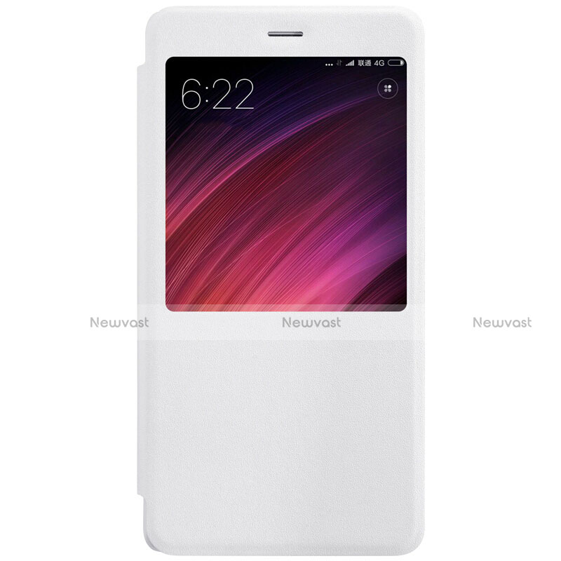 Leather Case Stands Flip Cover for Xiaomi Redmi Note 4 Standard Edition White