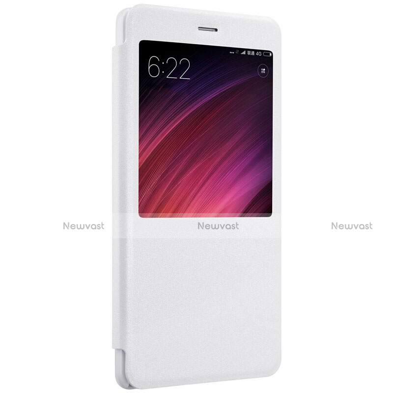 Leather Case Stands Flip Cover for Xiaomi Redmi Note 4 Standard Edition White