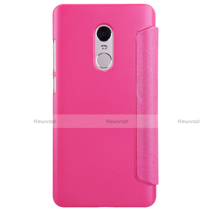 Leather Case Stands Flip Cover for Xiaomi Redmi Note 4X High Edition Hot Pink