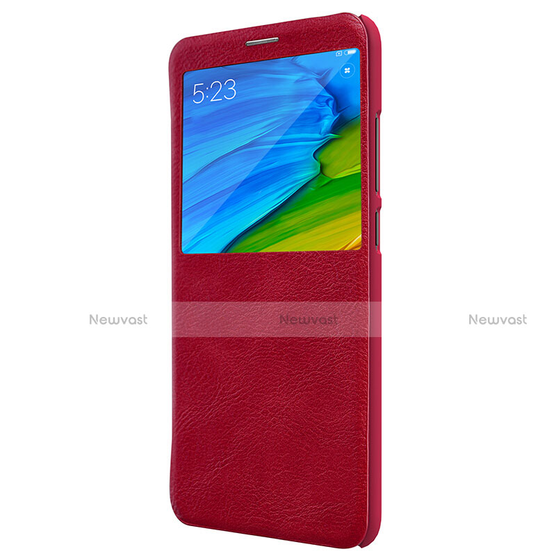 Leather Case Stands Flip Cover for Xiaomi Redmi Note 5 AI Dual Camera Red