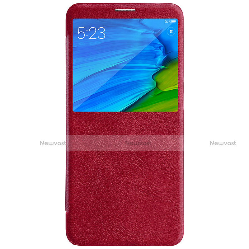 Leather Case Stands Flip Cover for Xiaomi Redmi Note 5 AI Dual Camera Red