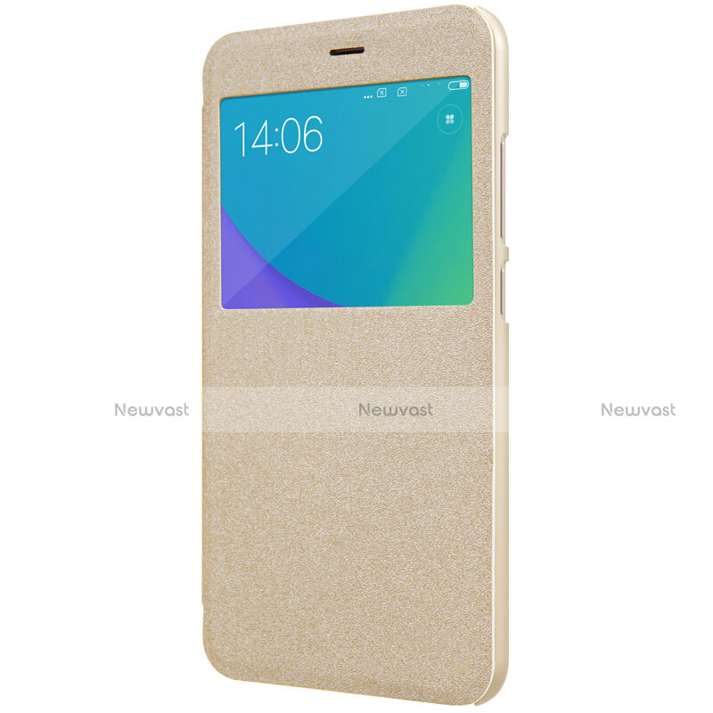 Leather Case Stands Flip Cover for Xiaomi Redmi Note 5A Standard Edition Gold