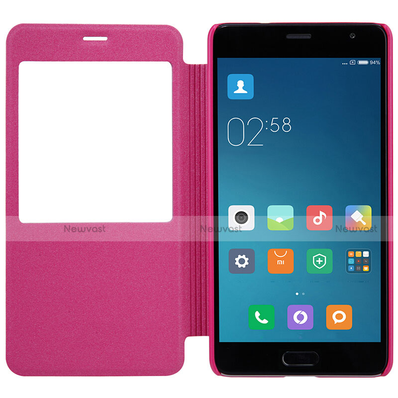 Leather Case Stands Flip Cover for Xiaomi Redmi Pro Hot Pink