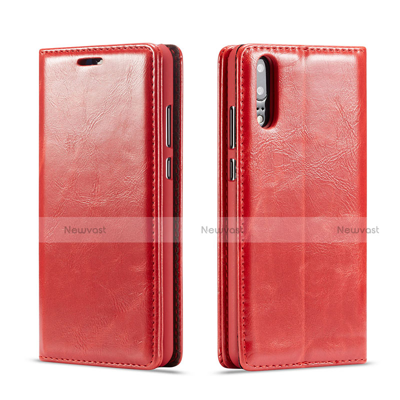 Leather Case Stands Flip Cover G01 Holder for Huawei P20 Red