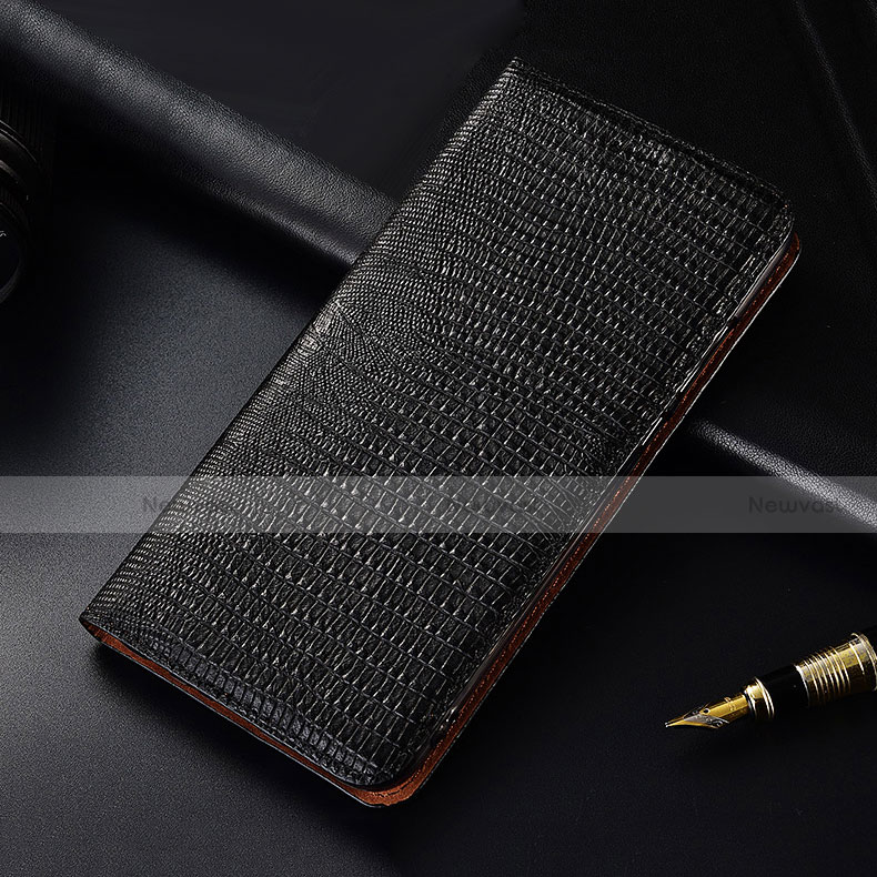 Leather Case Stands Flip Cover H03 Holder for Apple iPhone 13 Pro Black