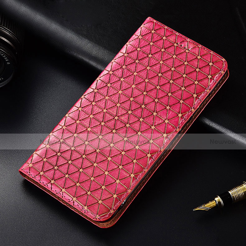 Leather Case Stands Flip Cover H05 Holder for Apple iPhone 13 Mini Hot Pink