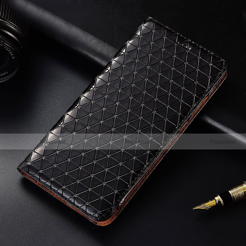 Leather Case Stands Flip Cover H05 Holder for Apple iPhone 14 Plus Black