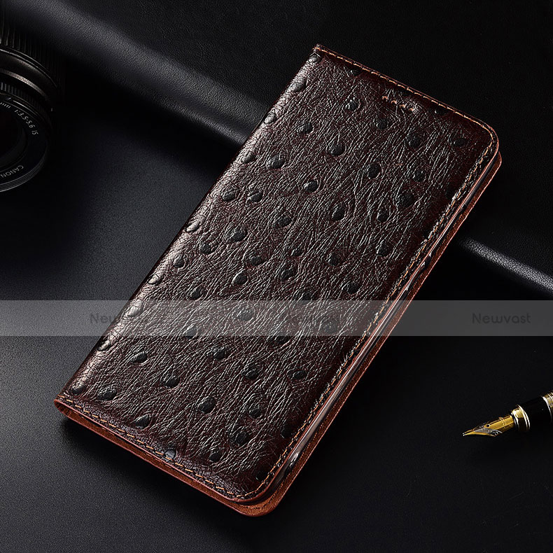 Leather Case Stands Flip Cover H06 Holder for Apple iPhone 13 Mini Brown