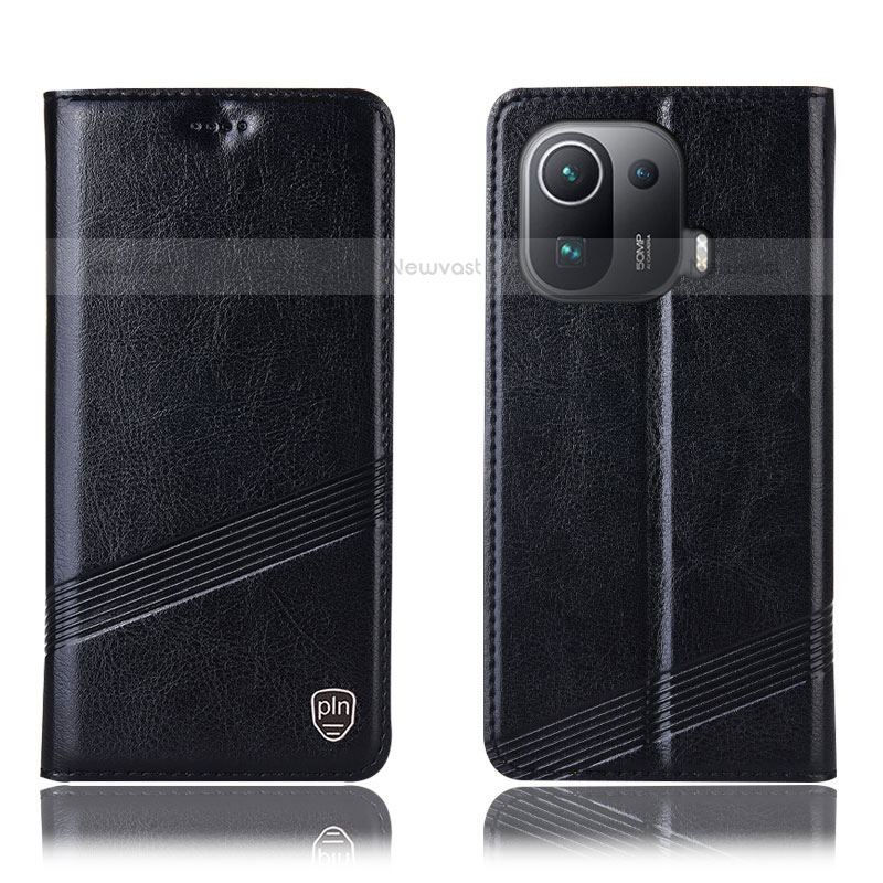 Leather Case Stands Flip Cover H06P Holder for Xiaomi Mi 11 Pro 5G Black