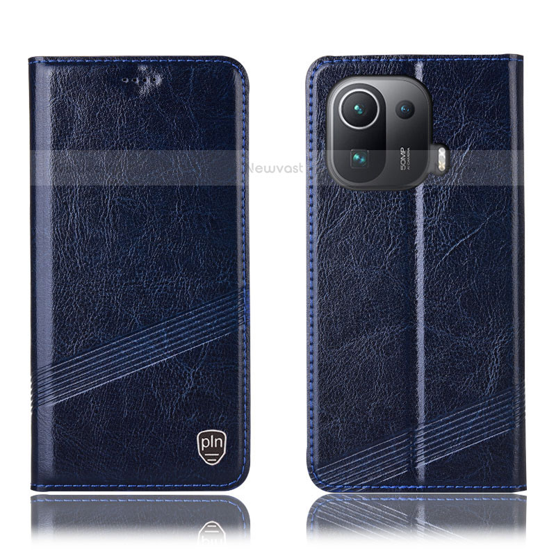 Leather Case Stands Flip Cover H06P Holder for Xiaomi Mi 11 Pro 5G Blue