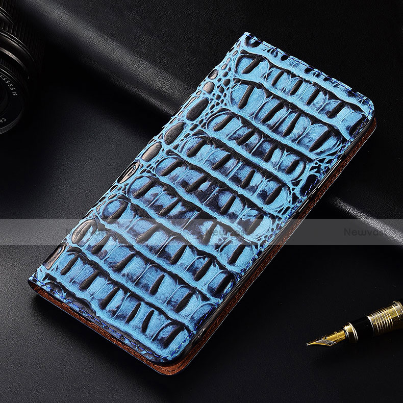 Leather Case Stands Flip Cover H07 Holder for Apple iPhone 13 Mini Blue