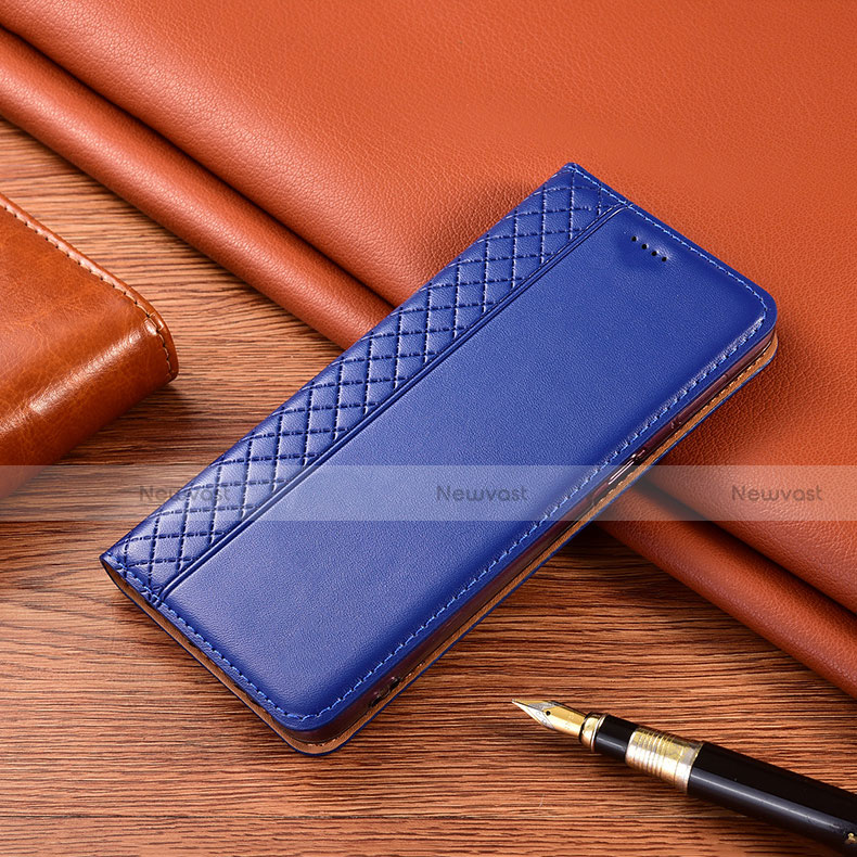 Leather Case Stands Flip Cover H10 Holder for Apple iPhone 14 Pro Blue