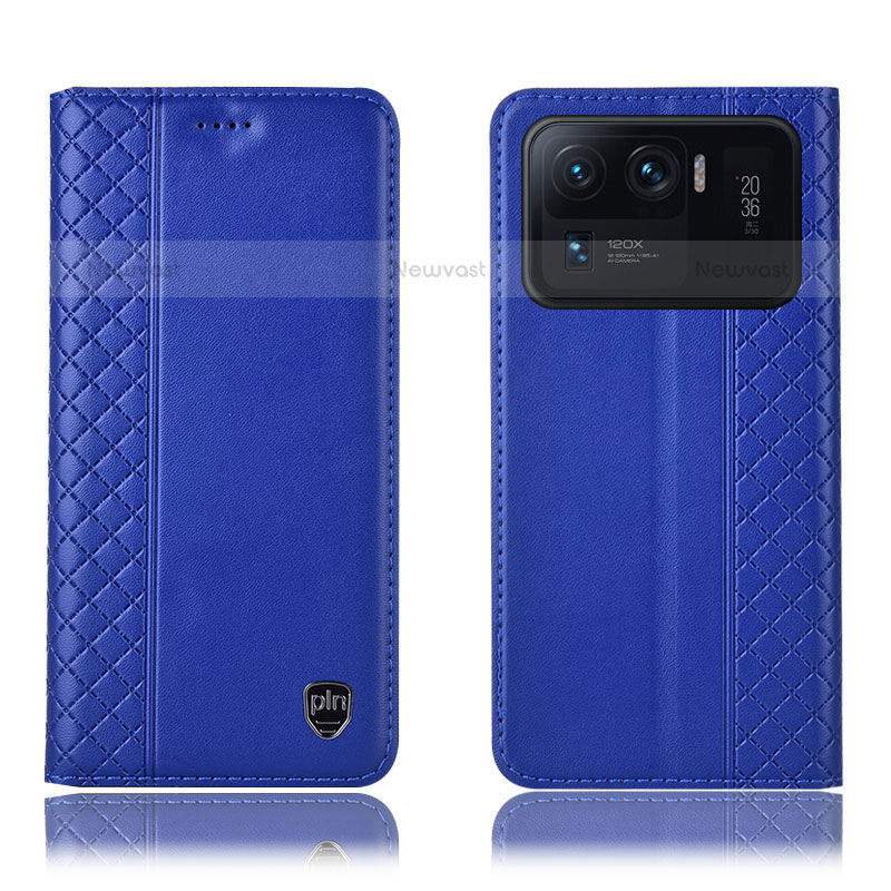 Leather Case Stands Flip Cover H10P Holder for Xiaomi Mi 11 Ultra 5G Blue