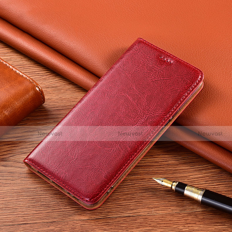 Leather Case Stands Flip Cover H19 Holder for Apple iPhone 15 Plus Red