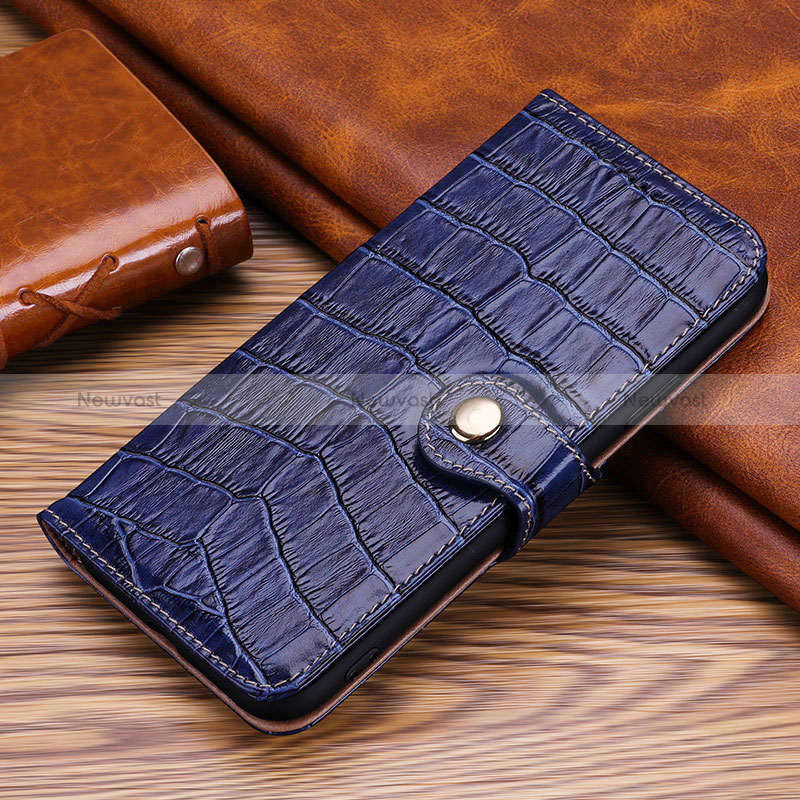 Leather Case Stands Flip Cover H21 Holder for Apple iPhone 14 Pro Blue