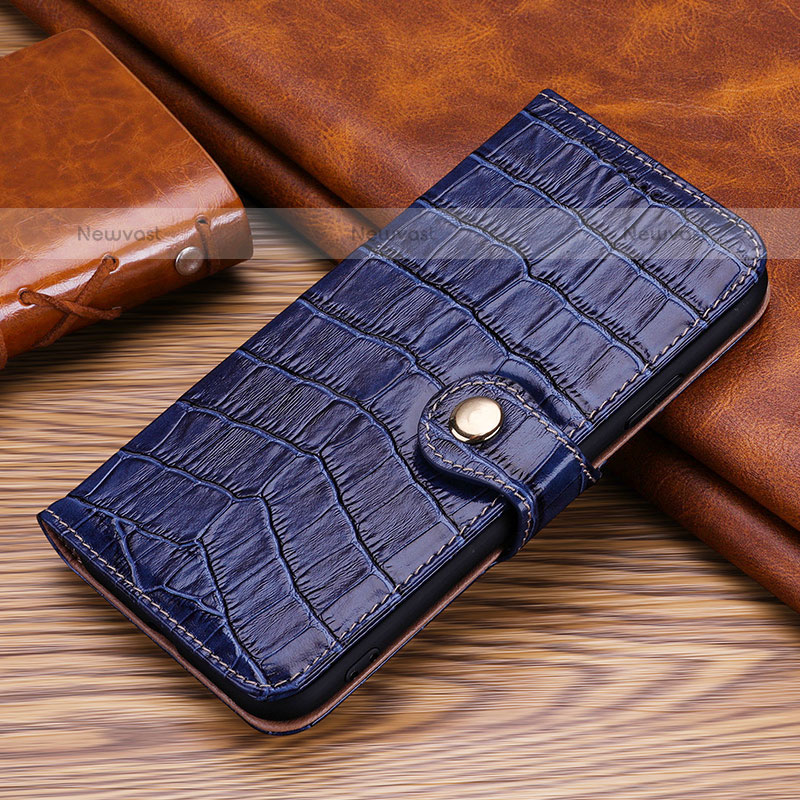 Leather Case Stands Flip Cover H21 Holder for Apple iPhone 16 Pro Blue