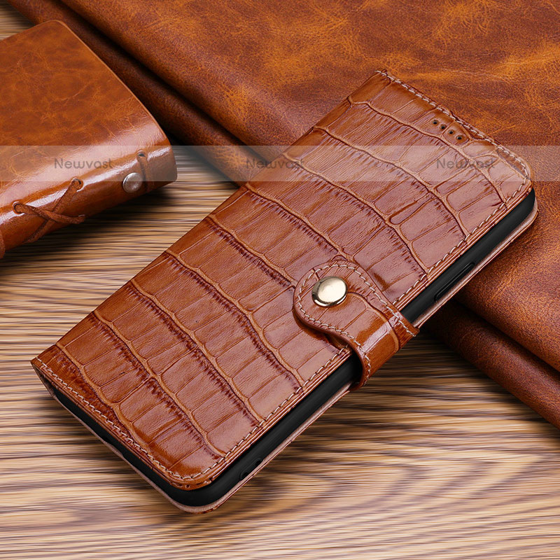 Leather Case Stands Flip Cover H21 Holder for Apple iPhone 16 Pro Brown