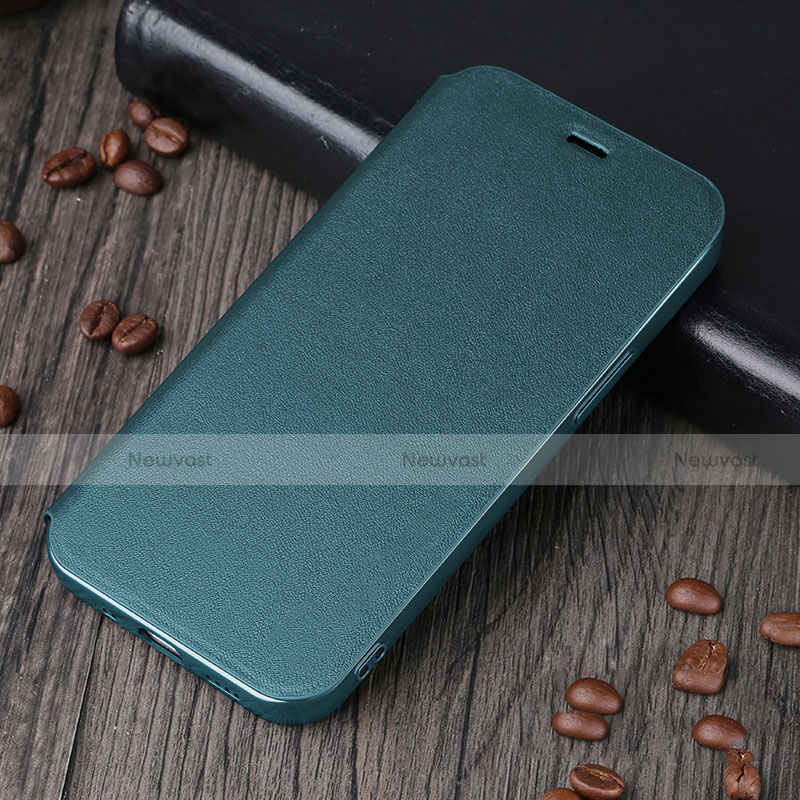 Leather Case Stands Flip Cover H25 Holder for Apple iPhone 13 Pro Green