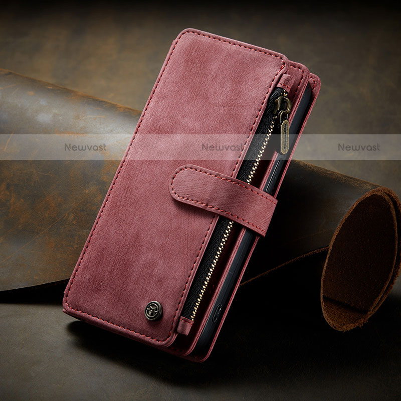 Leather Case Stands Flip Cover H26 Holder for Apple iPhone 14 Red