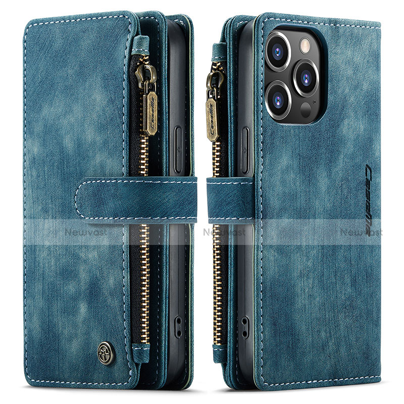 Leather Case Stands Flip Cover H27 Holder for Apple iPhone 13 Pro Max Blue