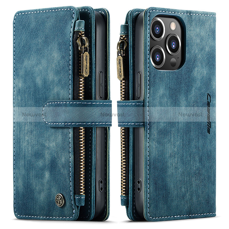 Leather Case Stands Flip Cover H27 Holder for Apple iPhone 14 Pro Max Blue