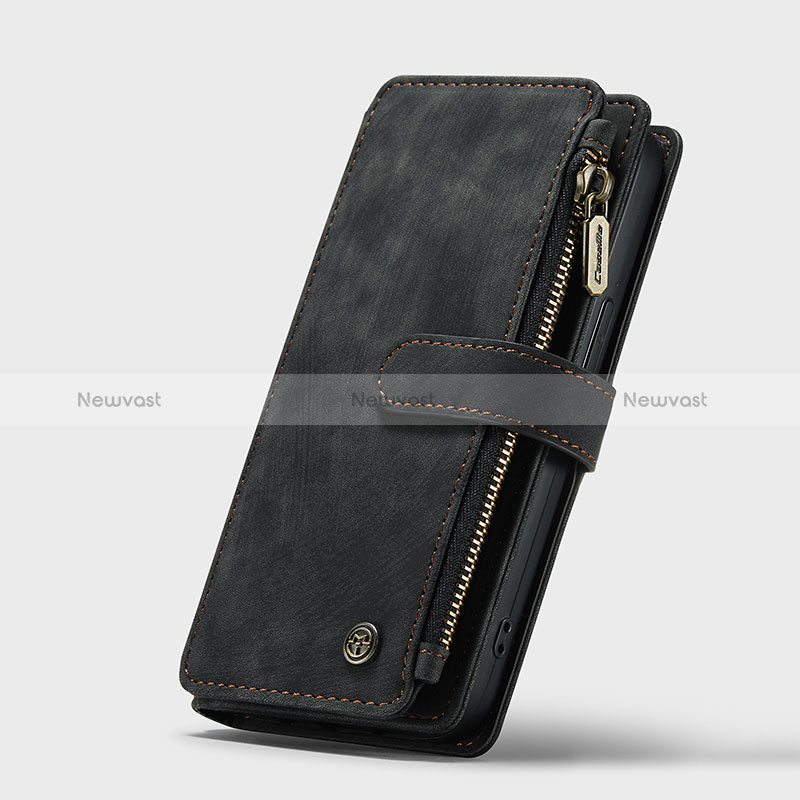 Leather Case Stands Flip Cover H27 Holder for Apple iPhone 15 Black