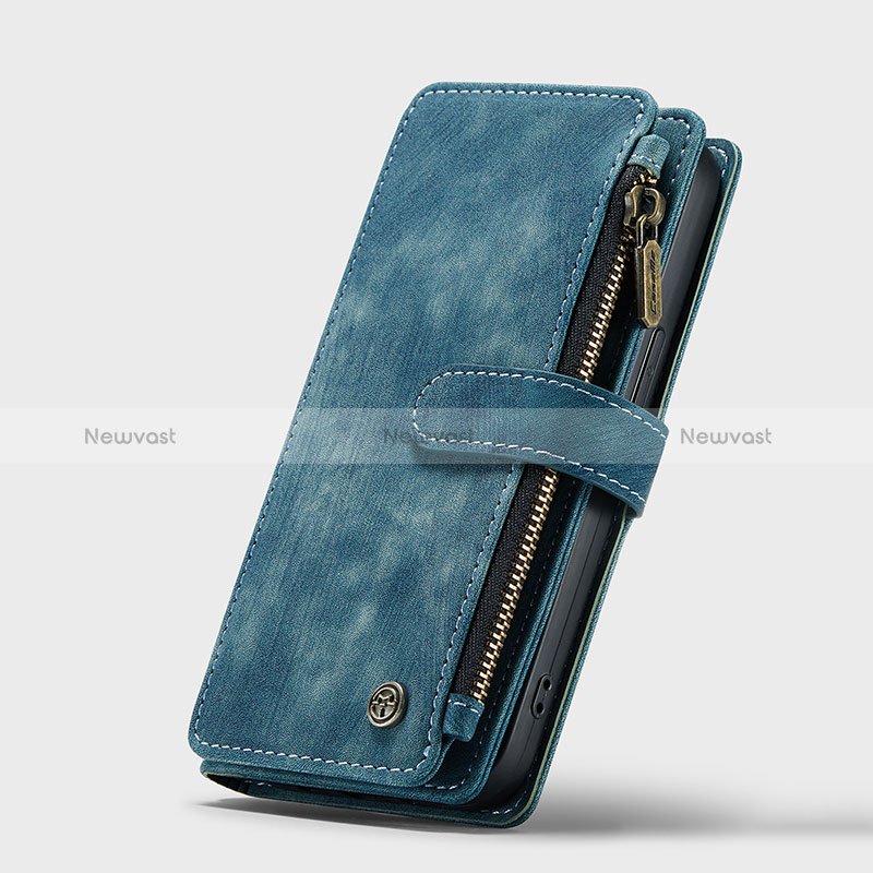 Leather Case Stands Flip Cover H27 Holder for Apple iPhone 15 Blue