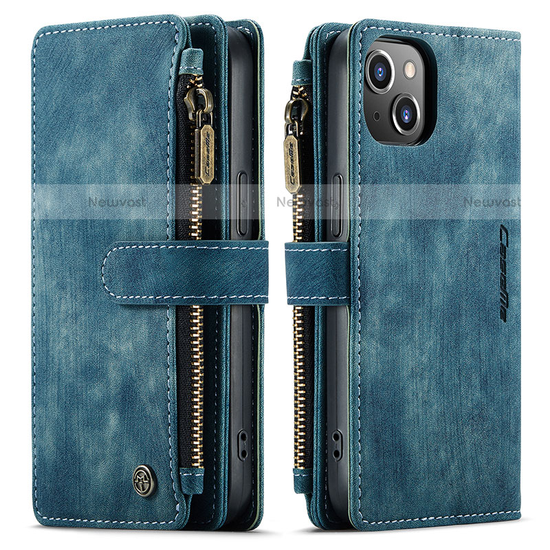 Leather Case Stands Flip Cover H28 Holder for Apple iPhone 13 Blue