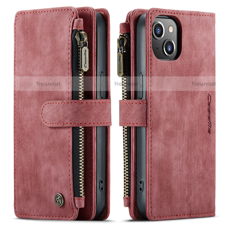 Leather Case Stands Flip Cover H28 Holder for Apple iPhone 13 Red