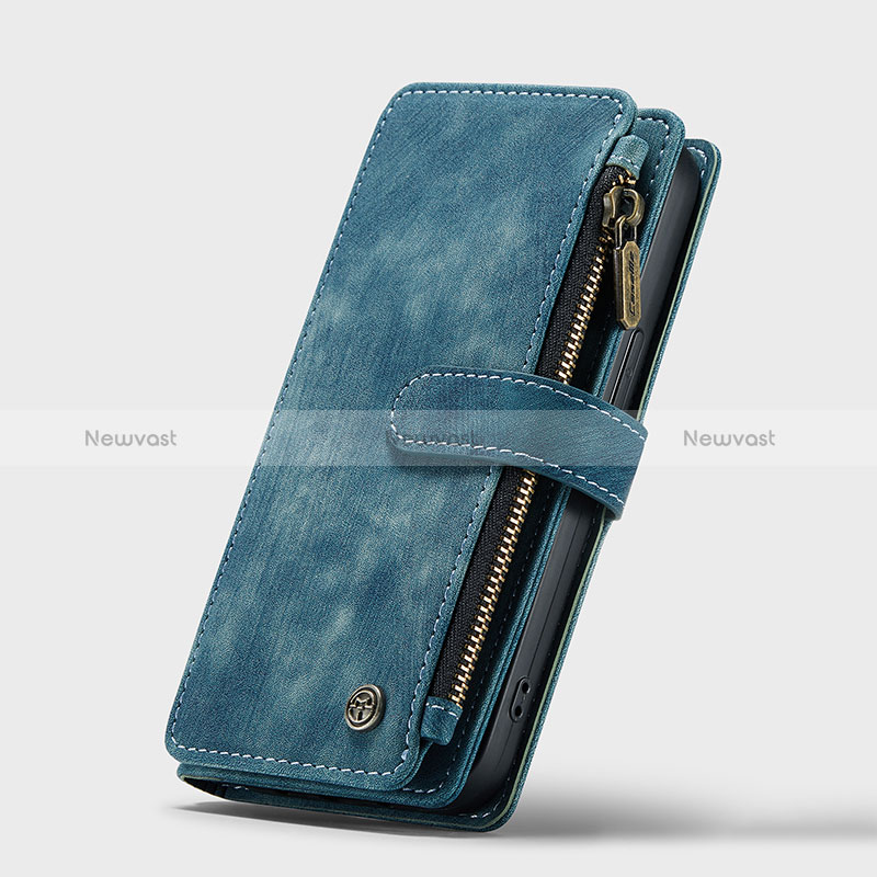 Leather Case Stands Flip Cover H28 Holder for Apple iPhone 14 Pro Max Blue