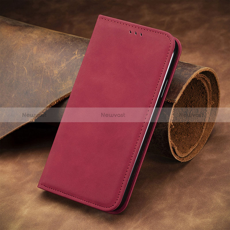 Leather Case Stands Flip Cover H29 Holder for Apple iPhone 15 Red