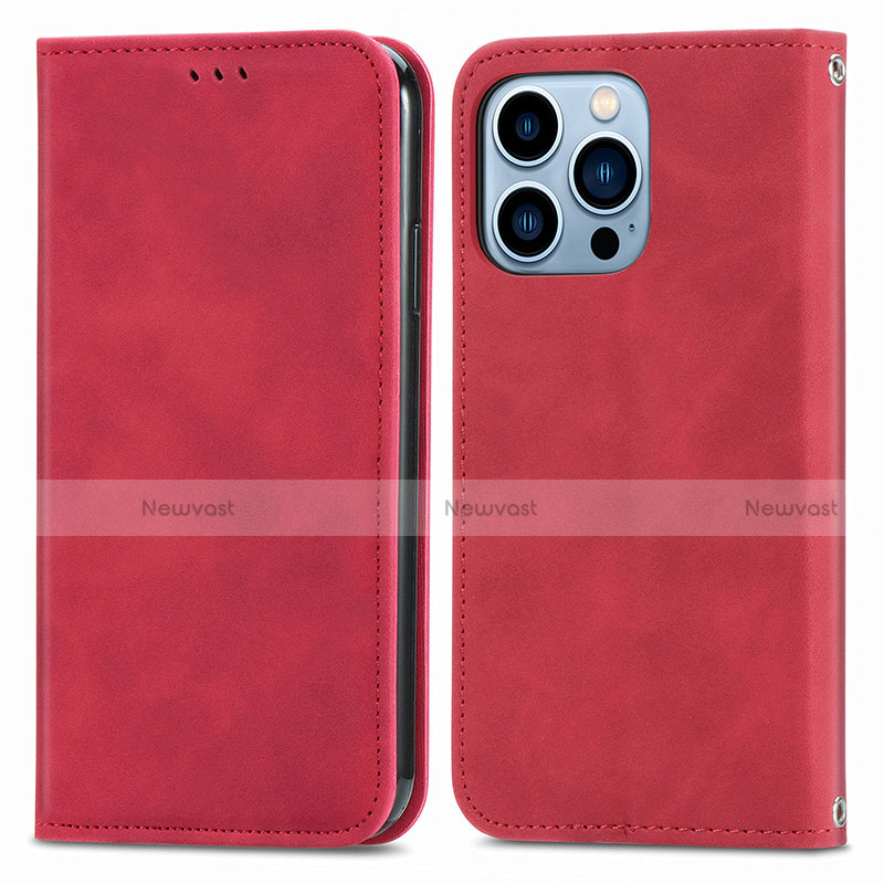 Leather Case Stands Flip Cover H30 Holder for Apple iPhone 13 Pro Max Red