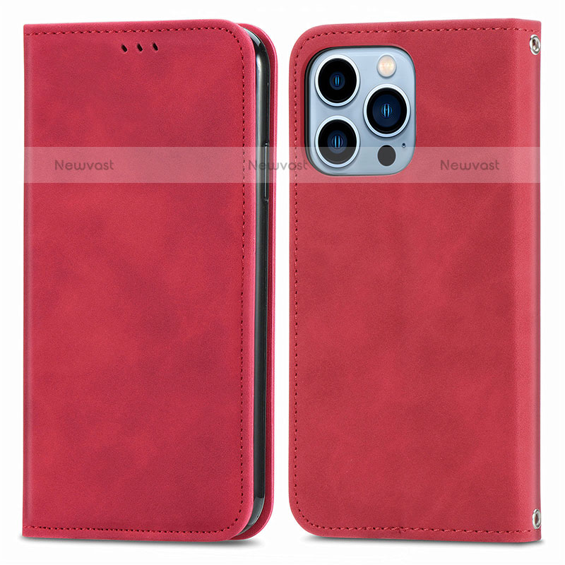 Leather Case Stands Flip Cover H30 Holder for Apple iPhone 14 Pro Red