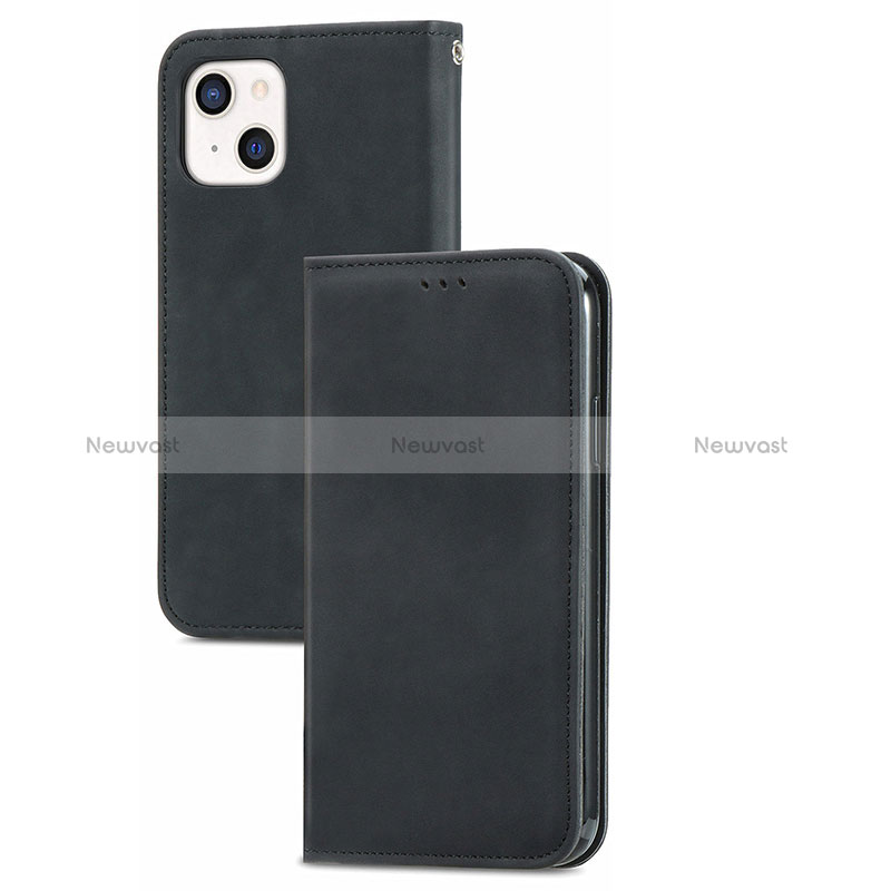 Leather Case Stands Flip Cover H30 Holder for Apple iPhone 15 Black