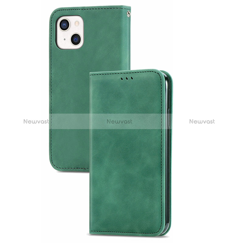 Leather Case Stands Flip Cover H30 Holder for Apple iPhone 15 Plus Green