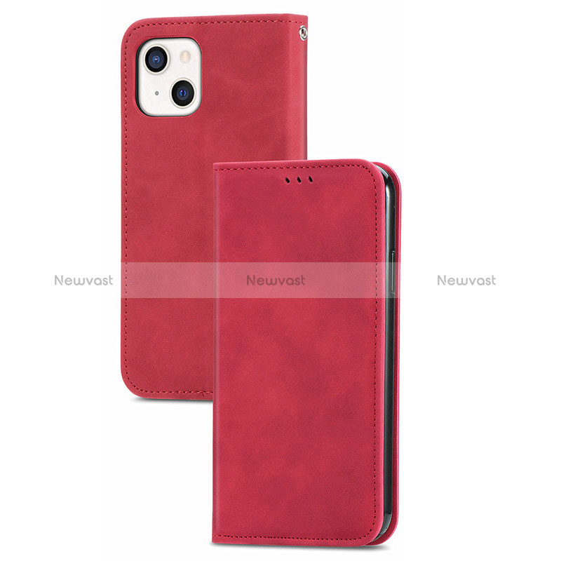 Leather Case Stands Flip Cover H30 Holder for Apple iPhone 15 Plus Red