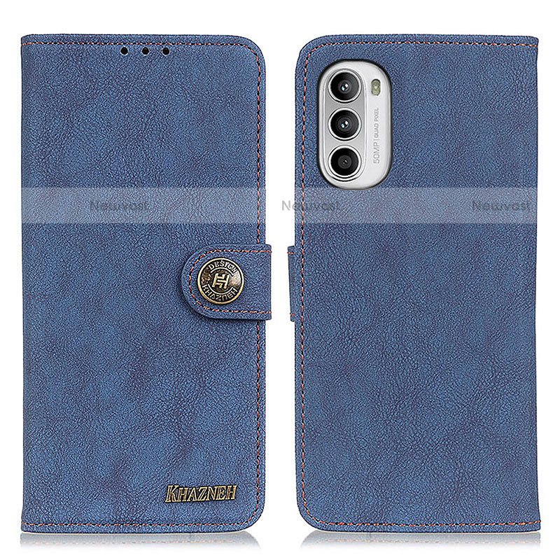 Leather Case Stands Flip Cover Holder A01D for Motorola Moto Edge (2022) 5G Blue