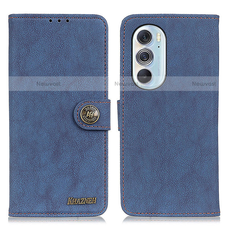 Leather Case Stands Flip Cover Holder A01D for Motorola Moto Edge Plus (2022) 5G Blue