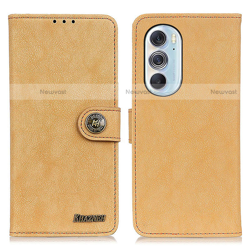 Leather Case Stands Flip Cover Holder A01D for Motorola Moto Edge Plus (2022) 5G Gold
