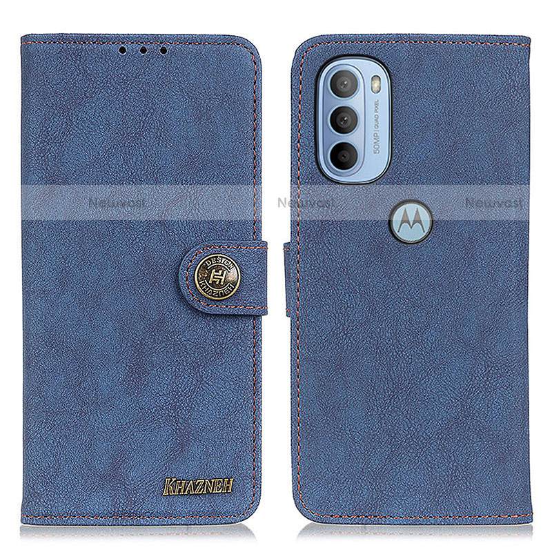 Leather Case Stands Flip Cover Holder A01D for Motorola Moto G31 Blue