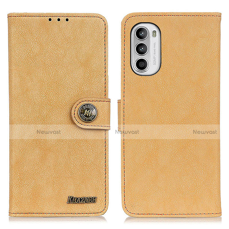 Leather Case Stands Flip Cover Holder A01D for Motorola Moto G71s 5G Gold