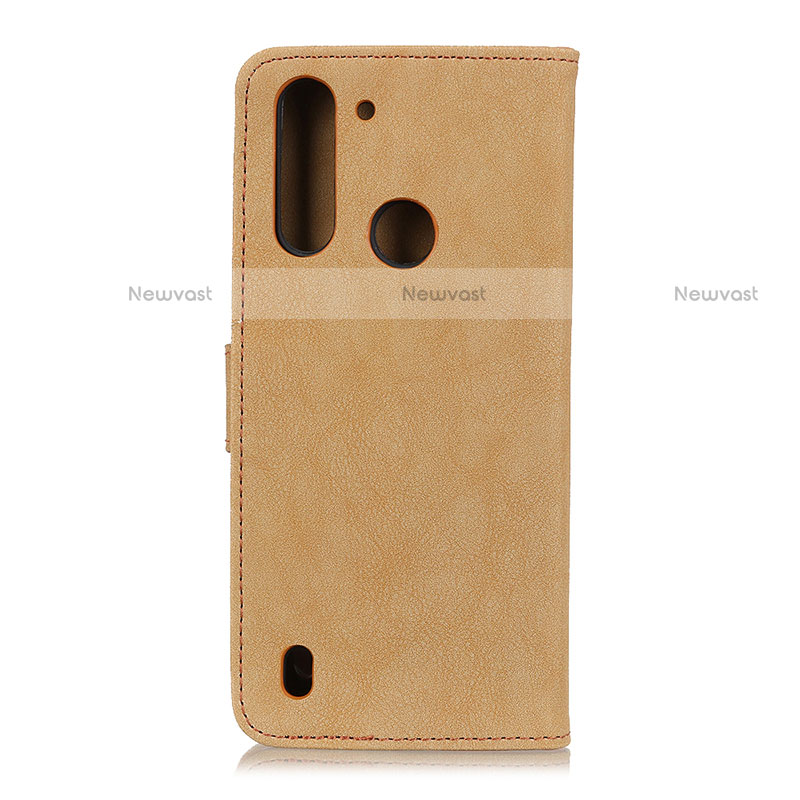 Leather Case Stands Flip Cover Holder A01D for Motorola Moto One Fusion Gold