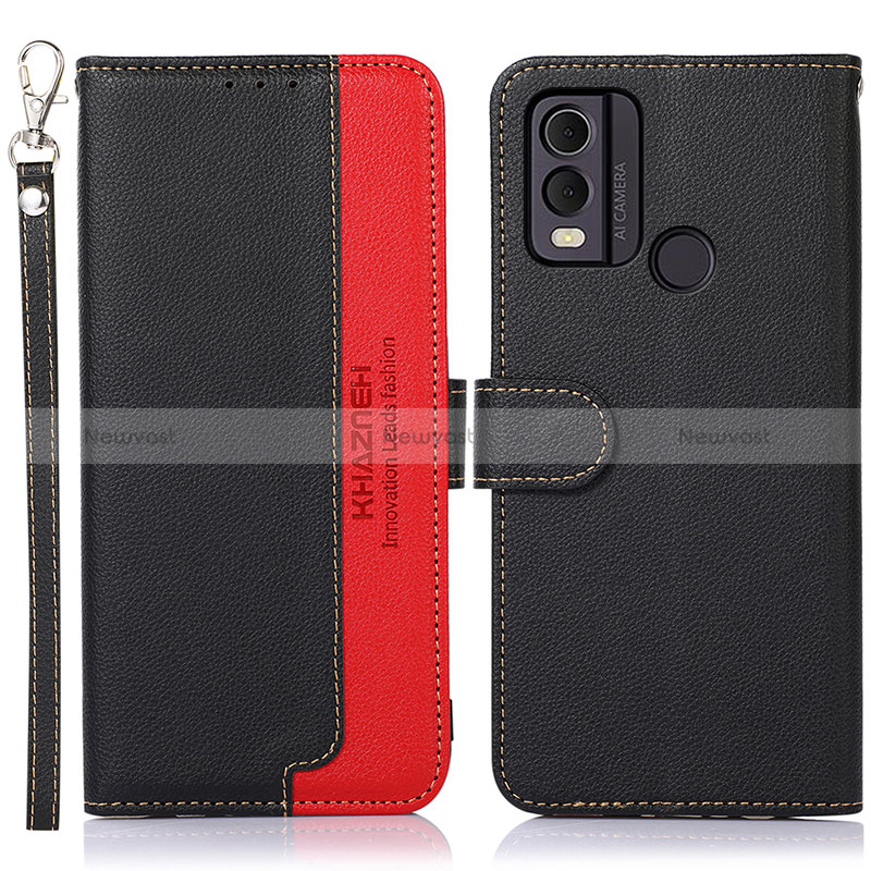 Leather Case Stands Flip Cover Holder A01D for Nokia C22 Black